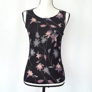 Vintage Y2K Charlotte Russe Black Metallic Floral Top